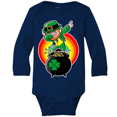 Dabbing Leprechaun Funny Irish Dab St. Patrick's Day Baby Long Sleeve Bodysuit