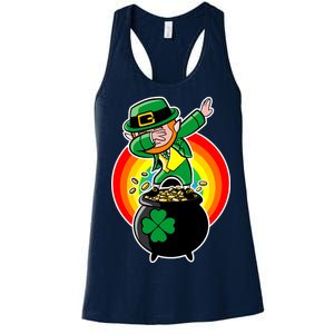 Dabbing Leprechaun Funny Irish Dab St. Patrick's Day Women's Racerback Tank