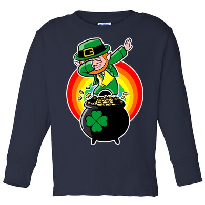 Dabbing Leprechaun Funny Irish Dab St. Patrick's Day Toddler Long Sleeve Shirt