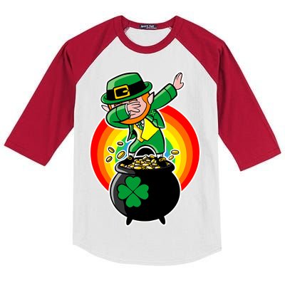 Dabbing Leprechaun Funny Irish Dab St. Patrick's Day Kids Colorblock Raglan Jersey