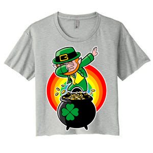 Dabbing Leprechaun Funny Irish Dab St. Patrick's Day Women's Crop Top Tee