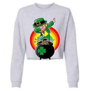 Dabbing Leprechaun Funny Irish Dab St. Patrick's Day Cropped Pullover Crew