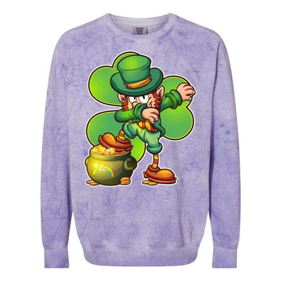 Dabbing Leprechaun Pot Of Gold Colorblast Crewneck Sweatshirt