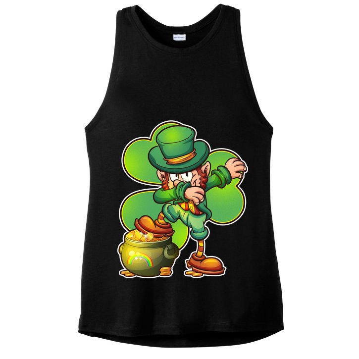 Dabbing Leprechaun Pot Of Gold Ladies PosiCharge Tri-Blend Wicking Tank