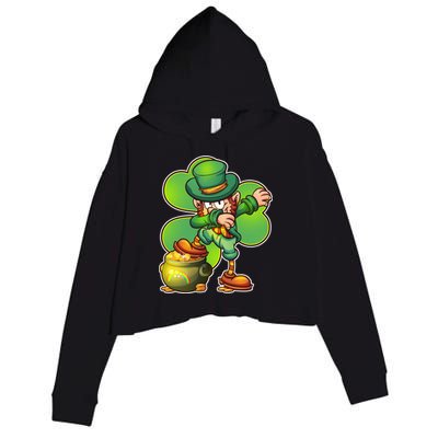 Dabbing Leprechaun Pot Of Gold Crop Fleece Hoodie