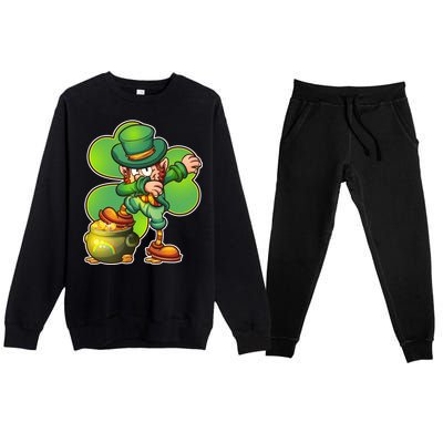 Dabbing Leprechaun Pot Of Gold Premium Crewneck Sweatsuit Set