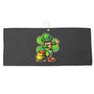 Dabbing Leprechaun Pot Of Gold Large Microfiber Waffle Golf Towel