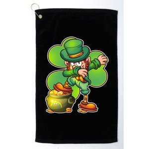 Dabbing Leprechaun Pot Of Gold Platinum Collection Golf Towel