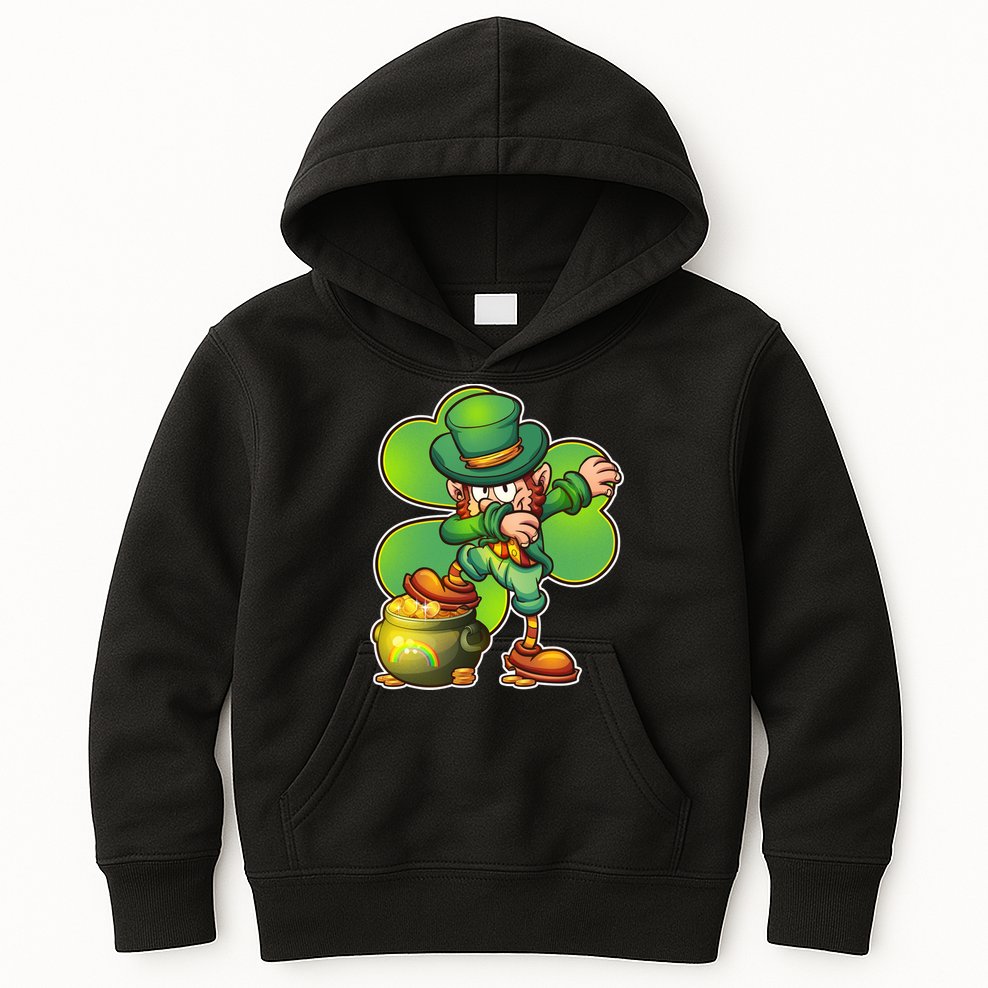 Dabbing Leprechaun Pot Of Gold Kids Hoodie