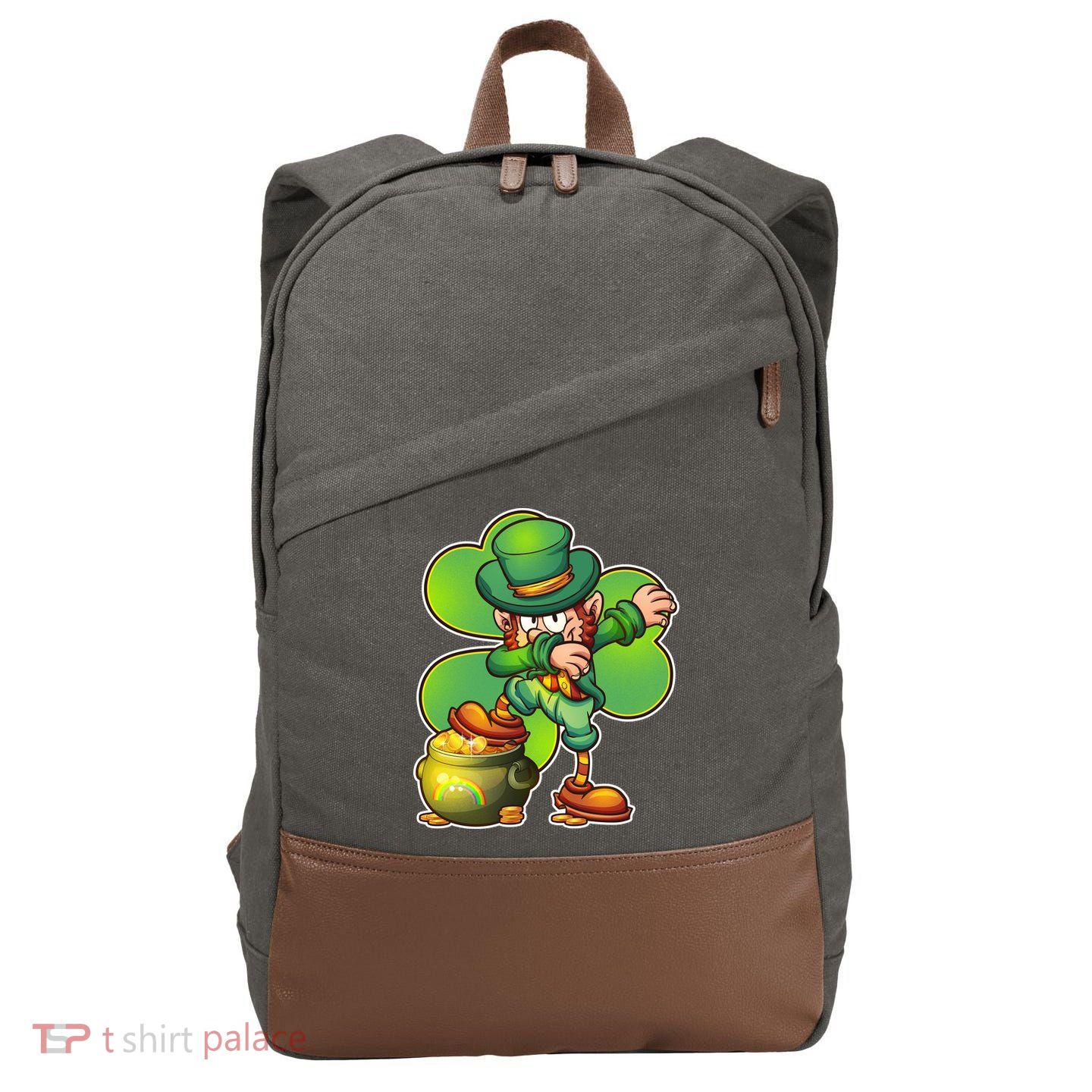 Dabbing Leprechaun Pot Of Gold Cotton Canvas Backpack