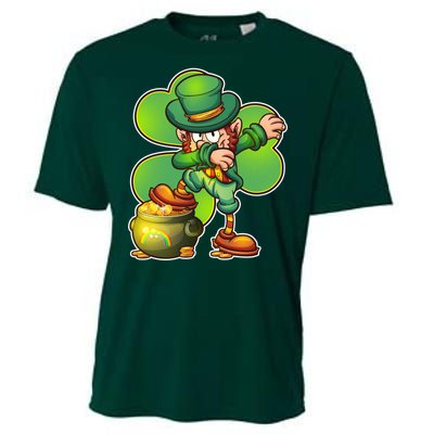 Dabbing Leprechaun Pot Of Gold Cooling Performance Crew T-Shirt