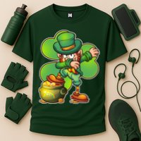 Dabbing Leprechaun Pot Of Gold Cooling Performance Crew T-Shirt