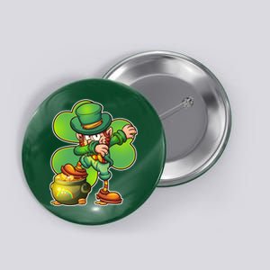 Dabbing Leprechaun Pot Of Gold Button