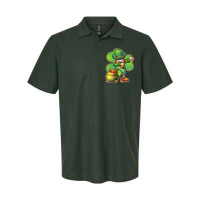 Dabbing Leprechaun Pot Of Gold Softstyle Adult Sport Polo