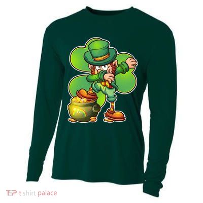 Dabbing Leprechaun Pot Of Gold Cooling Performance Long Sleeve Crew