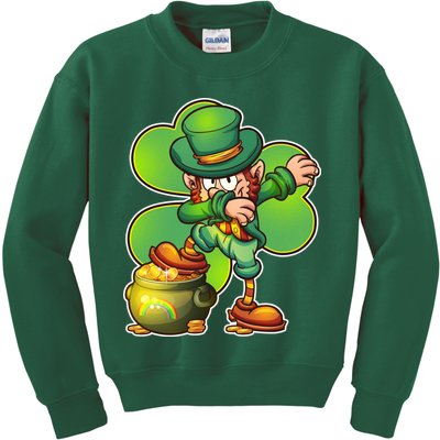 Dabbing Leprechaun Pot Of Gold Kids Sweatshirt