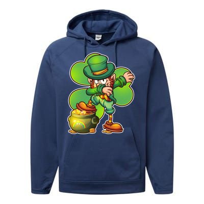 Dabbing Leprechaun Pot Of Gold Performance Fleece Hoodie