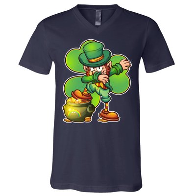 Dabbing Leprechaun Pot Of Gold V-Neck T-Shirt