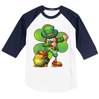 Dabbing Leprechaun Pot Of Gold Baseball Sleeve Shirt