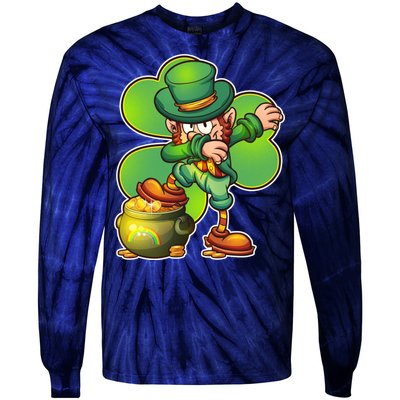 Dabbing Leprechaun Pot Of Gold Tie-Dye Long Sleeve Shirt