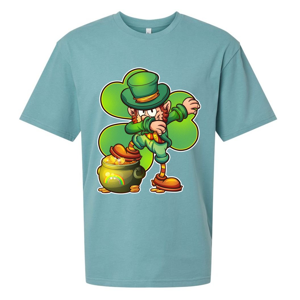 Dabbing Leprechaun Pot Of Gold Sueded Cloud Jersey T-Shirt