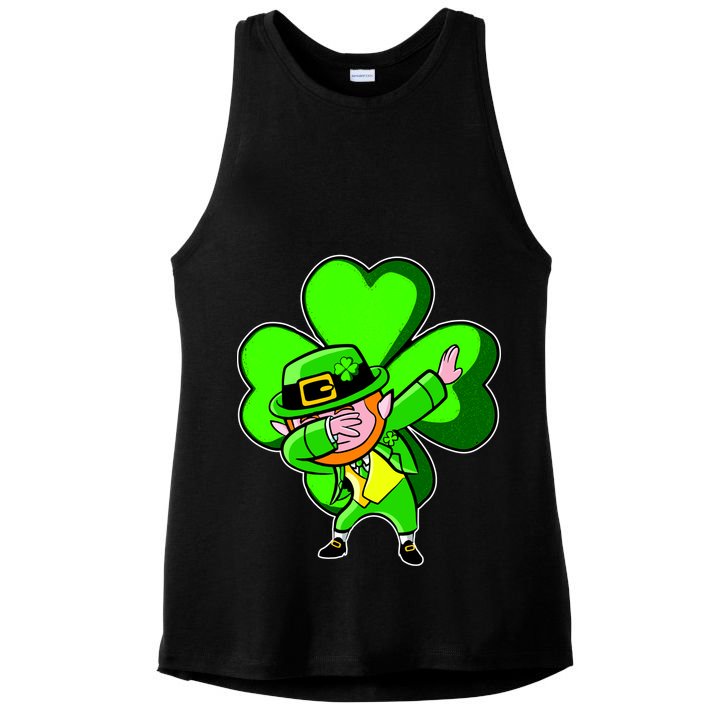 Dabbing Leprechaun St. Patrick's Day Clover Ladies PosiCharge Tri-Blend Wicking Tank