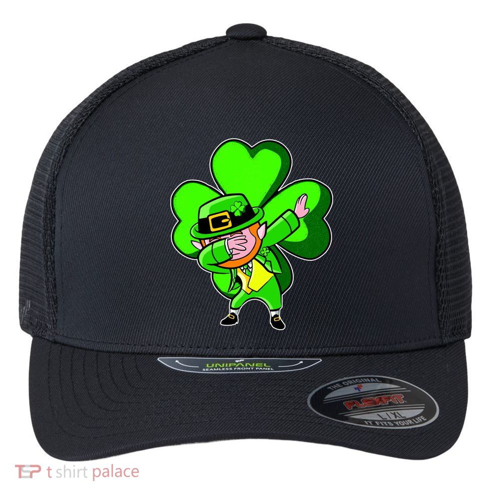 Dabbing Leprechaun St. Patrick's Day Clover Flexfit Unipanel Trucker Cap