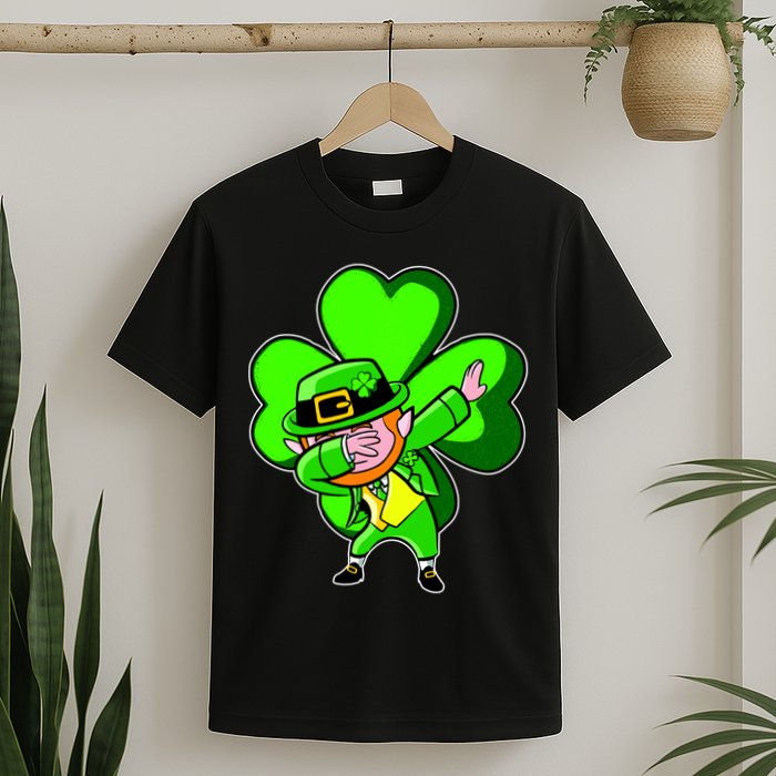 Dabbing Leprechaun St. Patrick's Day Clover T-Shirt