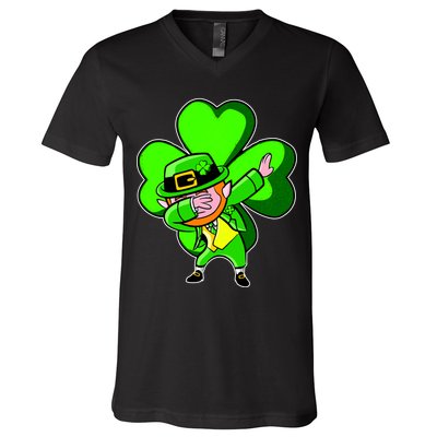 Dabbing Leprechaun St. Patrick's Day Clover V-Neck T-Shirt