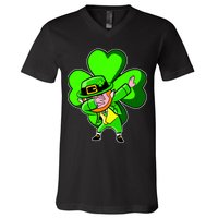 Dabbing Leprechaun St. Patrick's Day Clover V-Neck T-Shirt
