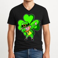 Dabbing Leprechaun St. Patrick's Day Clover V-Neck T-Shirt