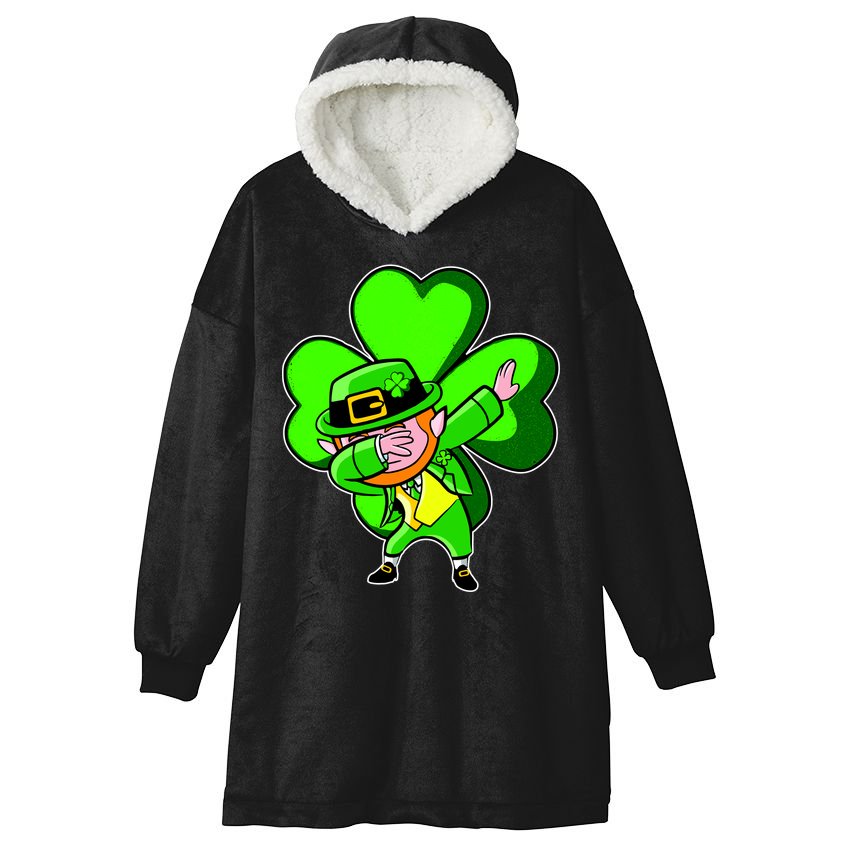 Dabbing Leprechaun St. Patrick's Day Clover Hooded Wearable Blanket