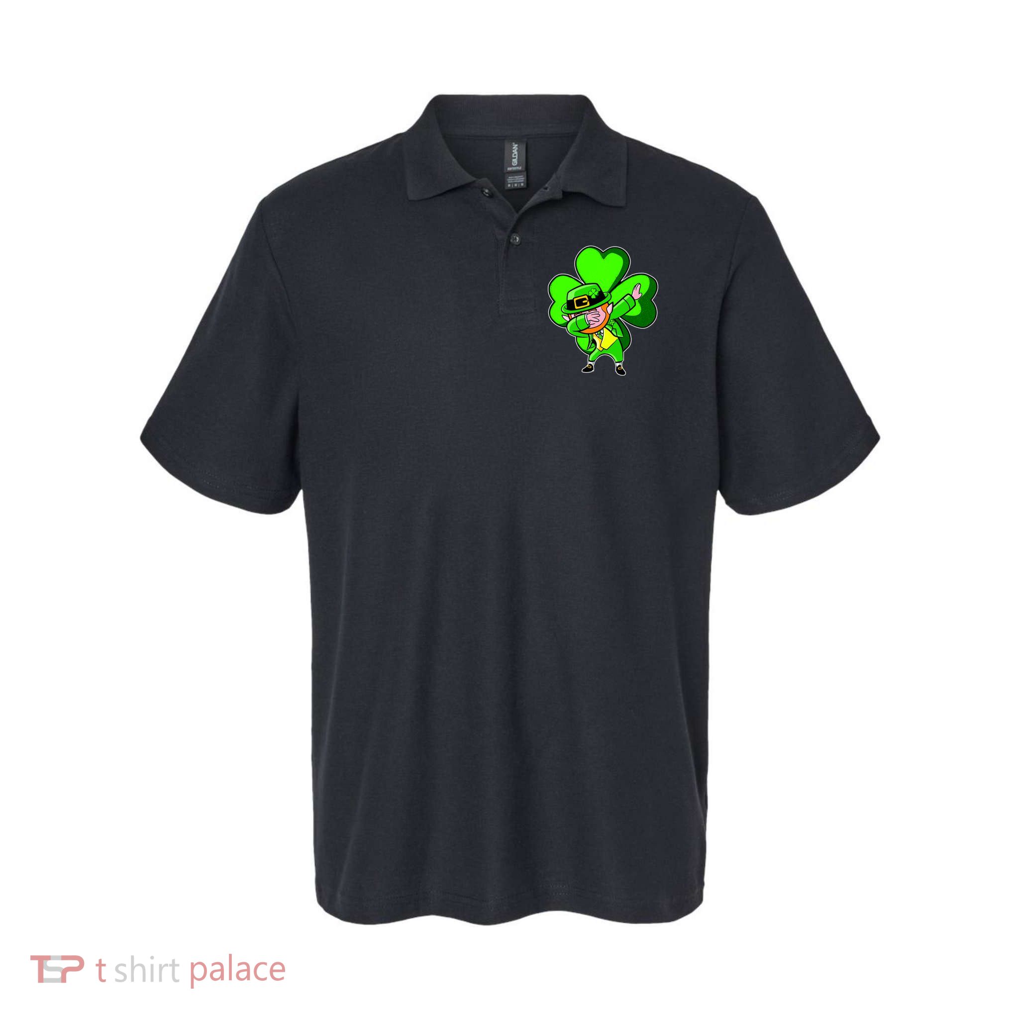 Dabbing Leprechaun St. Patrick's Day Clover Polo