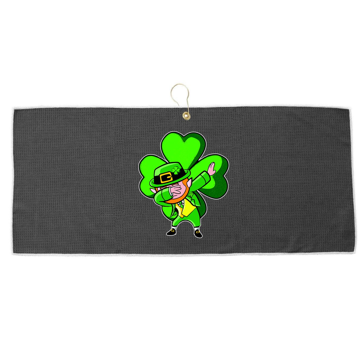 Dabbing Leprechaun St. Patrick's Day Clover Large Microfiber Waffle Golf Towel