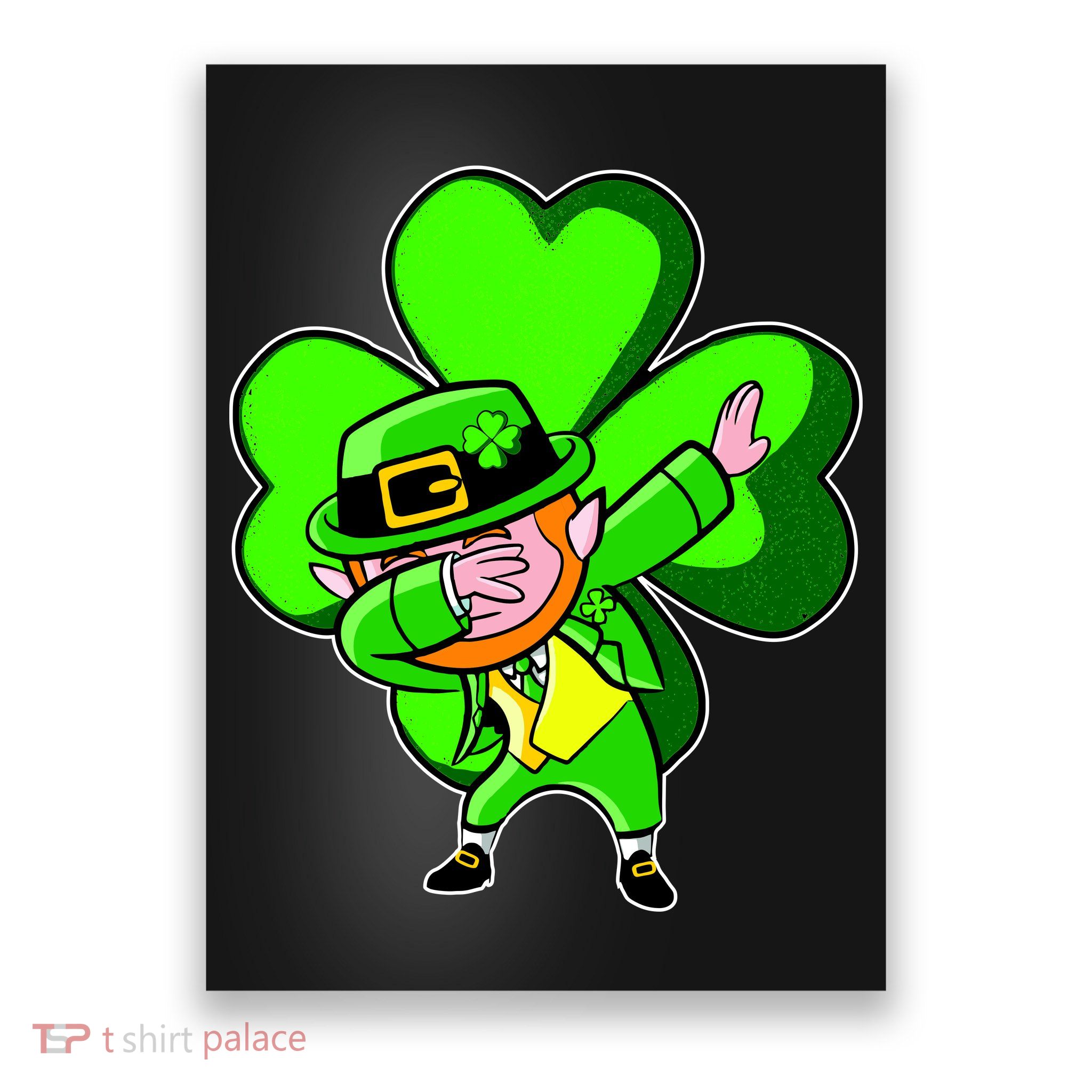 Dabbing Leprechaun St. Patrick's Day Clover Poster