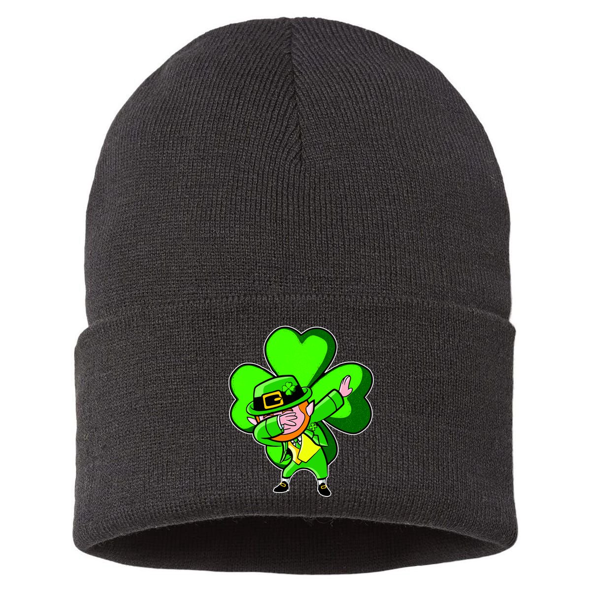 Dabbing Leprechaun St. Patrick's Day Clover Sustainable Knit Beanie