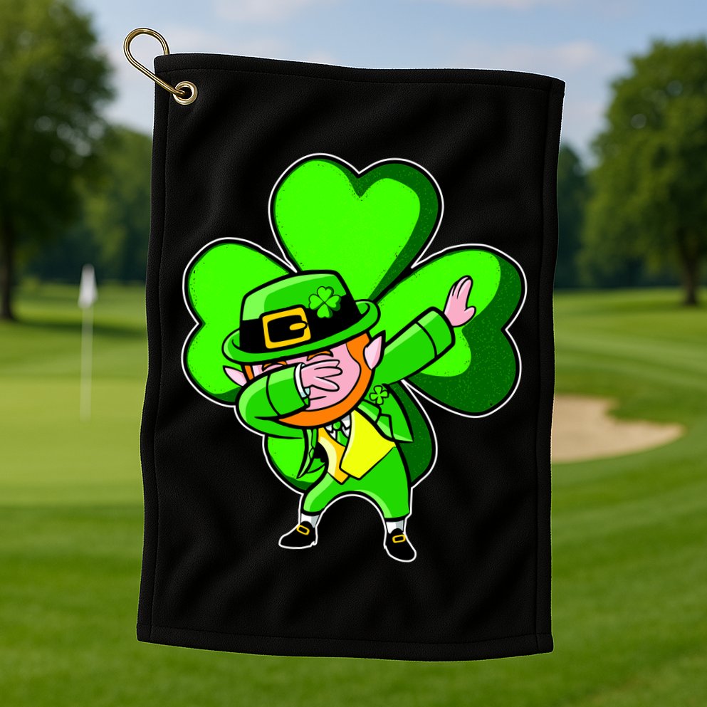 Dabbing Leprechaun St. Patrick's Day Clover Golf Towel