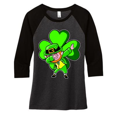 Dabbing Leprechaun St. Patrick's Day Clover Women's Tri-Blend 3/4-Sleeve Raglan Shirt
