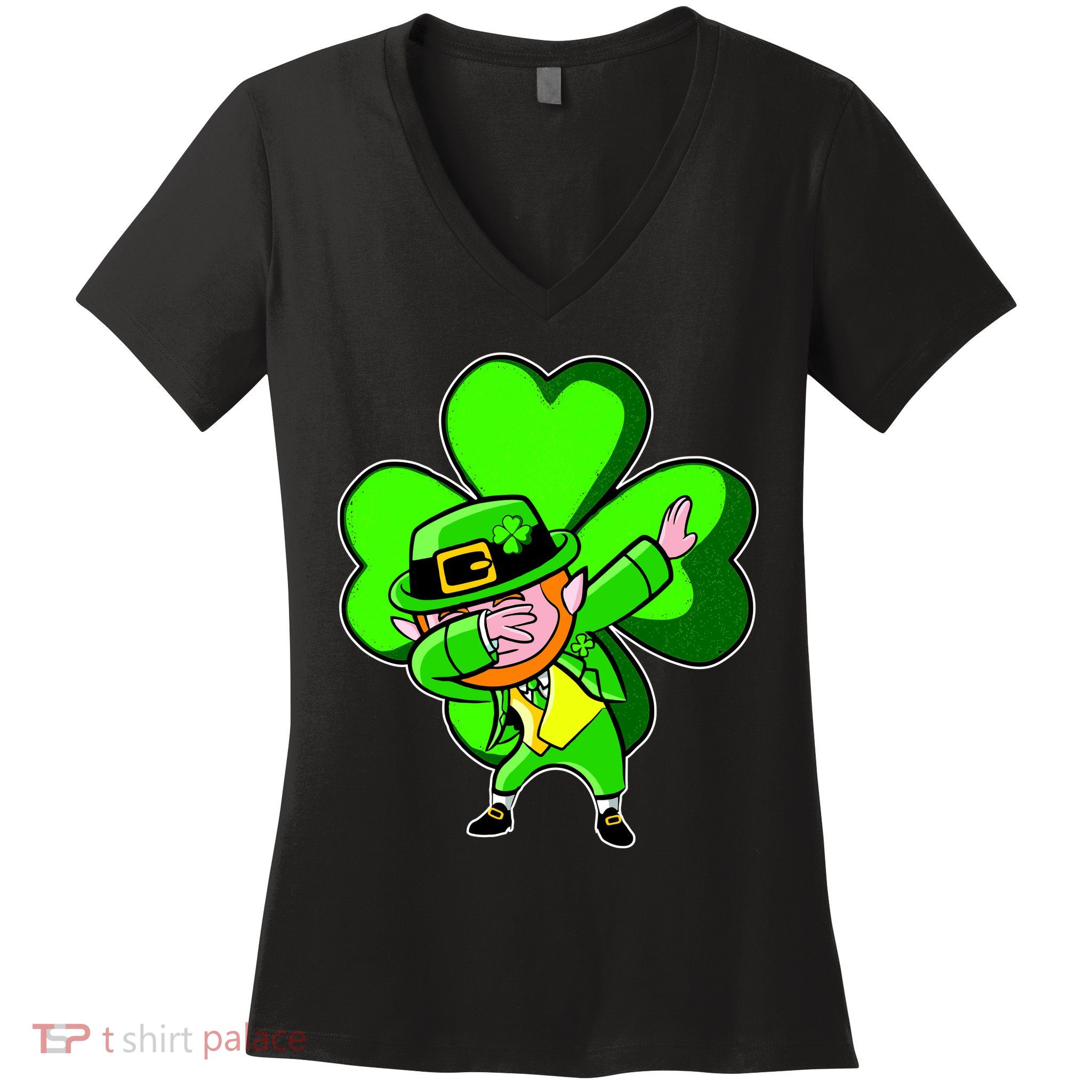 Dabbing Leprechaun St. Patrick's Day Clover Women's V-Neck T-Shirt