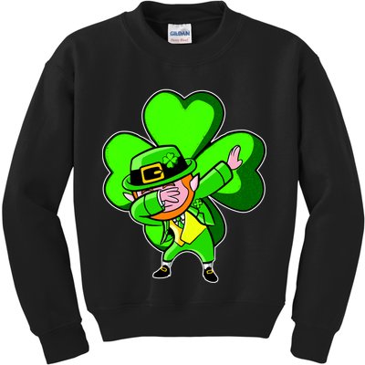 Dabbing Leprechaun St. Patrick's Day Clover Kids Sweatshirt