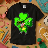 Dabbing Leprechaun St. Patrick's Day Clover Kids T-Shirt