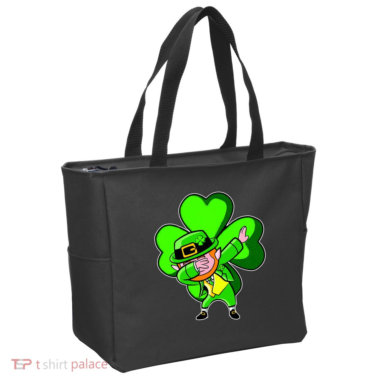 Dabbing Leprechaun St. Patrick's Day Clover Zip Tote Bag