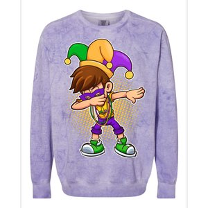 Dabbing Mardi Gras Jester Colorblast Crewneck Sweatshirt