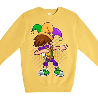 Dabbing Mardi Gras Jester Premium Crewneck Sweatshirt