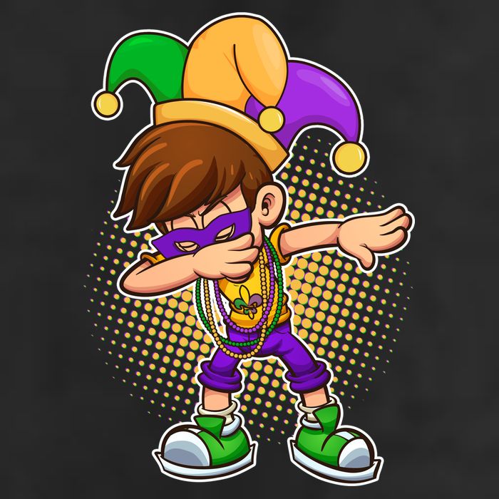 Dabbing Mardi Gras Jester 7 Panel Mesh Trucker Snapback Hat
