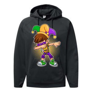 Dabbing Mardi Gras Jester Performance Fleece Hoodie