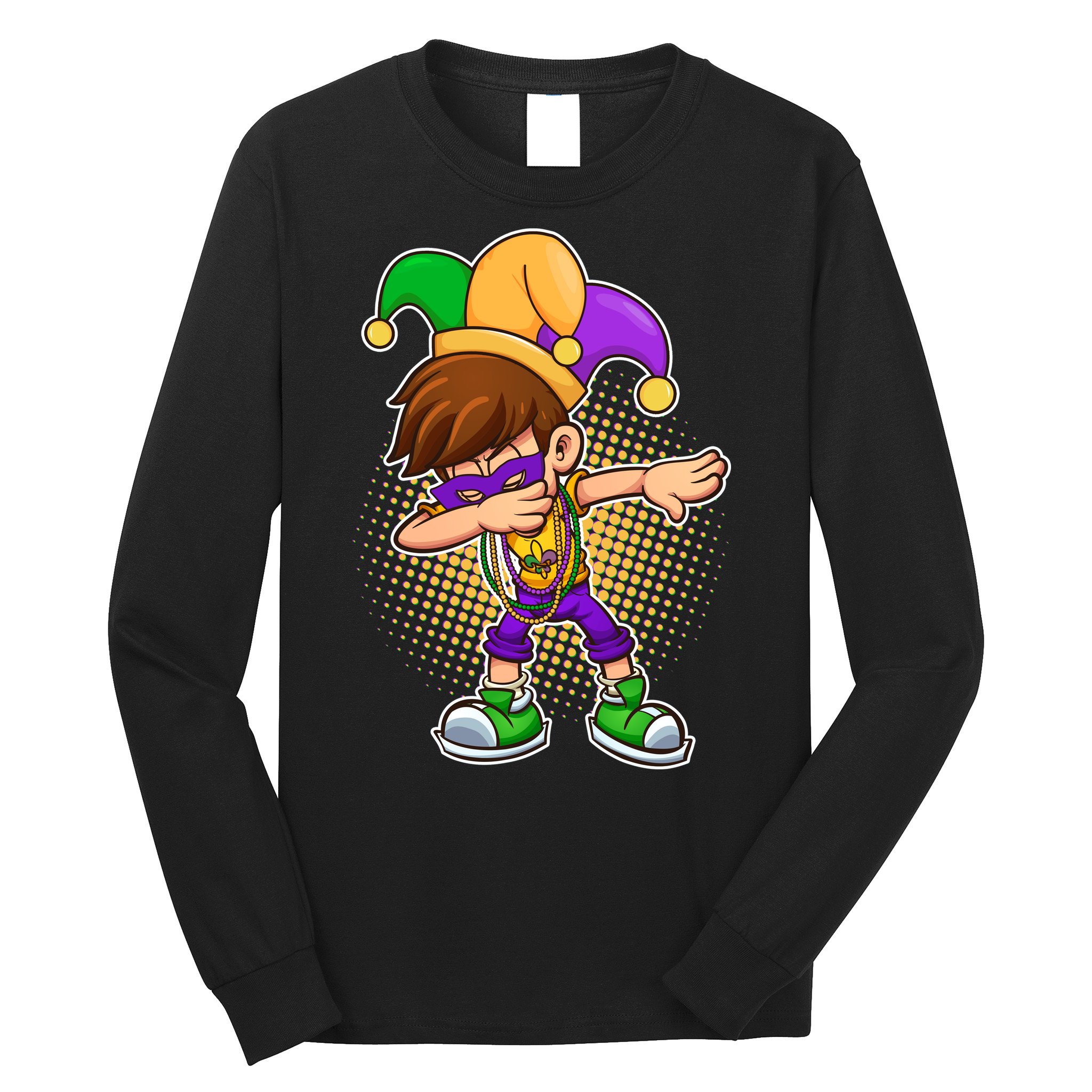 Dabbing Mardi Gras Jester Long Sleeve Shirt