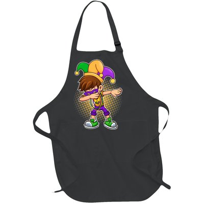 Dabbing Mardi Gras Jester Full-Length Apron With Pockets