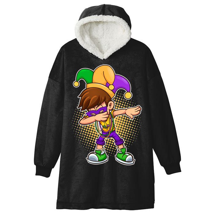 Dabbing Mardi Gras Jester Hooded Wearable Blanket