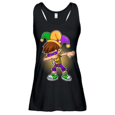 Dabbing Mardi Gras Jester Ladies Essential Flowy Tank